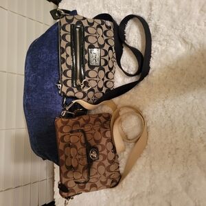 Coach Signature Black and Brown Crossbody Bag Duo